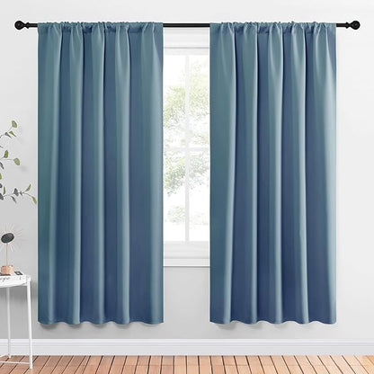 NICETOWN Window Curtains Blackout Drapes, Smoky Blue, 1 Pair, 52 by 72-Inch by NICETOWN
