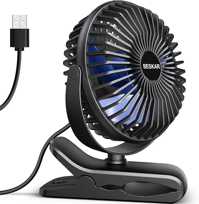 BESKAR USB Clip on Fan, Portable Small Fan by BESKAR