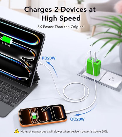 2 Pack USB C Charger, 40W Fast Charge Cube, 4-Port QC+PD Wall Plug, Galaxy S24 - Image 3