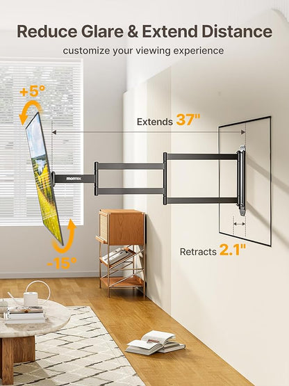 monTEK Long Arm TV Wall Mount for Most 23-65 Inch TVs, 37 Inch Long Extension - Image 3