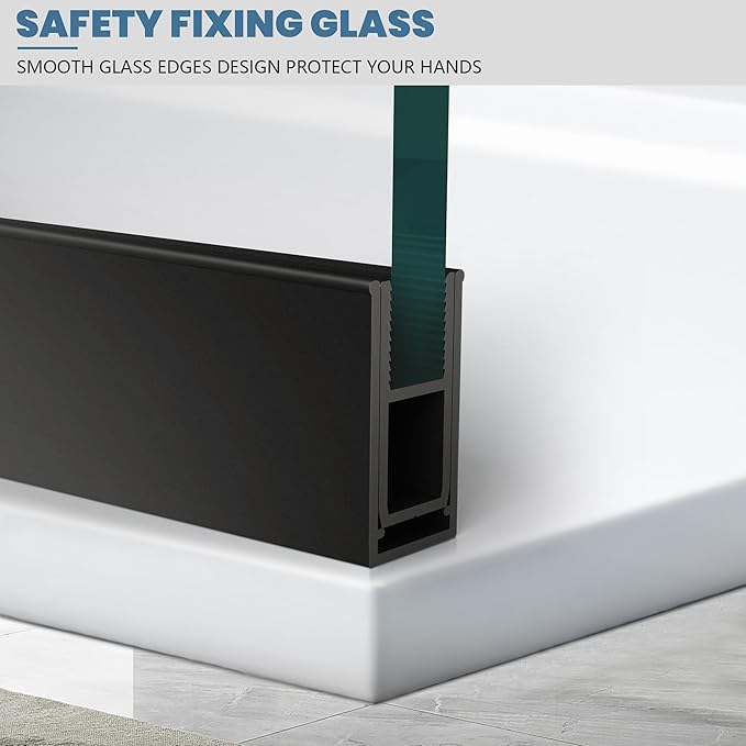 24 * 74" - 5/16" Thick Clear Tempered Glass Panel, Fixed Hinged Framless Shower - Image 5