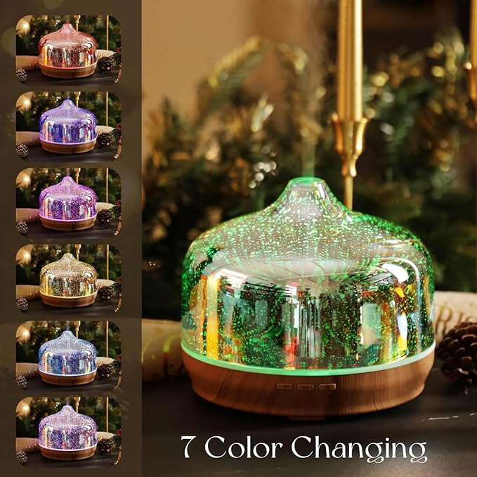 Porseme 500ml Glass Essential Oil Diffuser Aromatherapy Ultrasonic Cool Mist - Image 2