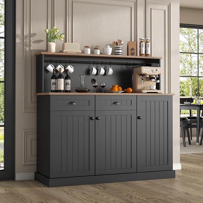 Sideboard Buffet Cabinet with 2 Drawers, Farmhouse Kitchen Pantry with - Image 5