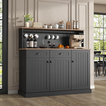 Sideboard Buffet Cabinet with 2 Drawers, Farmhouse Kitchen Pantry with - Image 5