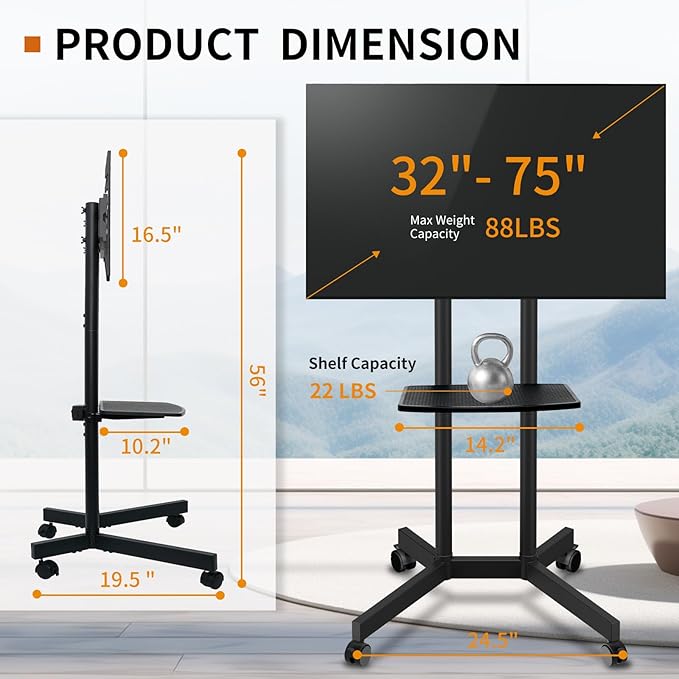 Solid Grace Rolling TV Stand - Image 8