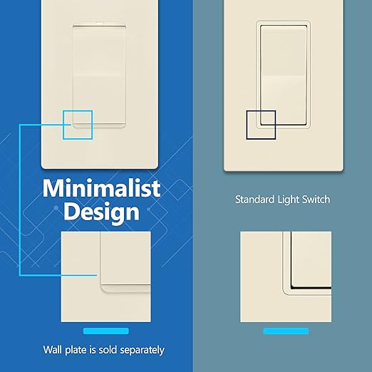 LIDER Minimalist Design Matte Finish Lighted Decorator Switch, Frameless Paddle - Image 4
