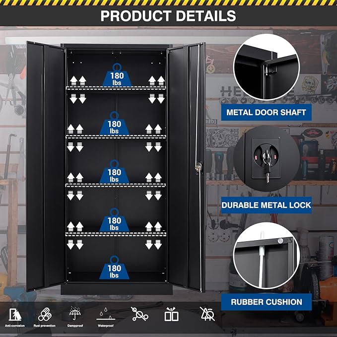 Metal Storage Cabinet-72” Black Tall Steel File Cabinets - Image 5