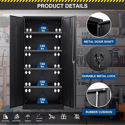 Metal Storage Cabinet-72” Black Tall Steel File Cabinets - Image 5