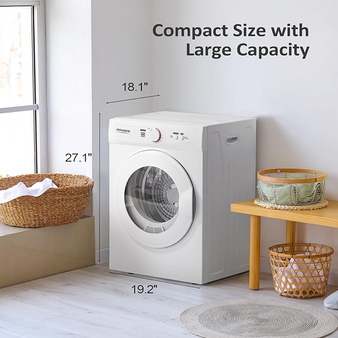 ROVSUN 1.8 Cu.Ft Portable Clothes Dryer, Front Load Dryer Machine, Compact - Image 6
