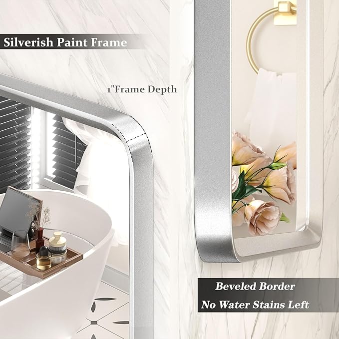 48x30 Inch Silver Bathroom Mirror - Image 2