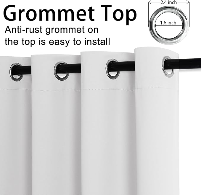 JIUZHEN Blackout Curtain with Tiebacks-Thermal Insulated and Light Blocking - Image 5