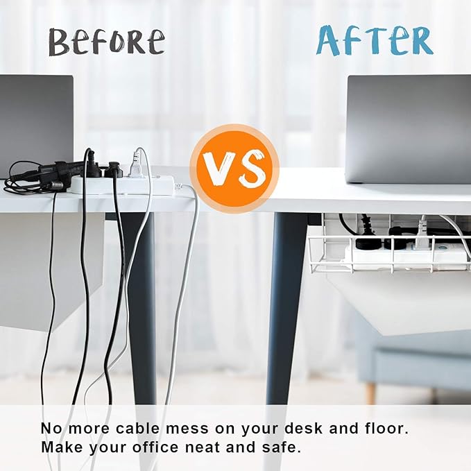 Under Desk Cable Management- 4 Pack Cord Organizer. Metal Wire Cable Management - Image 2