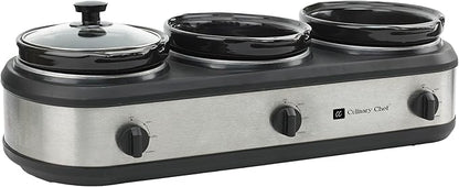 CULINARY CHEF, Triple Slow Cooker, Buffet Server 3 Pot, Food Warmer by CULINARYCHEF