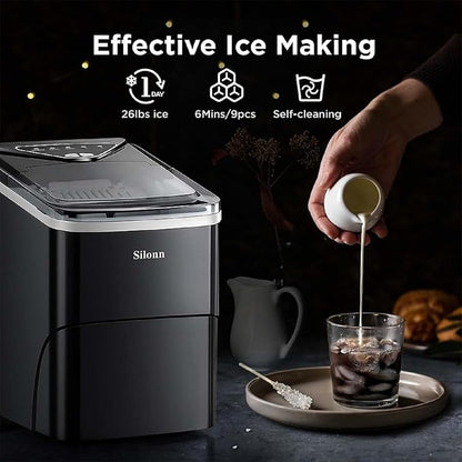 Silonn Ice Maker Countertop, 9 Cubes Ready in 6 Mins, 26lbs in 24Hrs, - Image 2