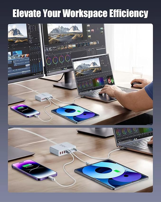 530W USB C Charger Block, 8-Port USB C Charging Station GaN IV Travel - Image 6
