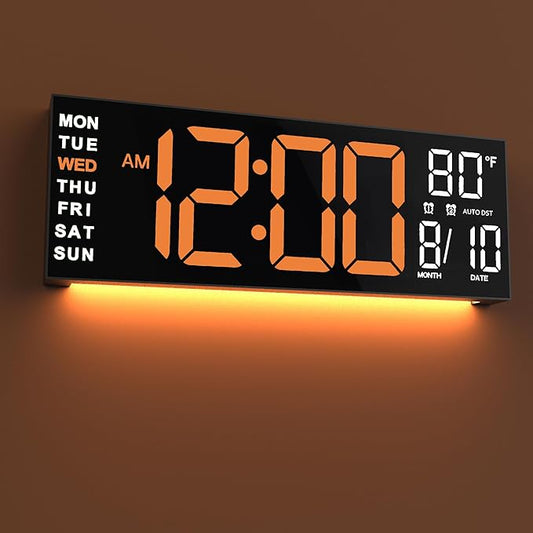 JALL 16" Large Digital Wall Mount Clock, Count Down Timer, Big LED, RGB Color by JALL