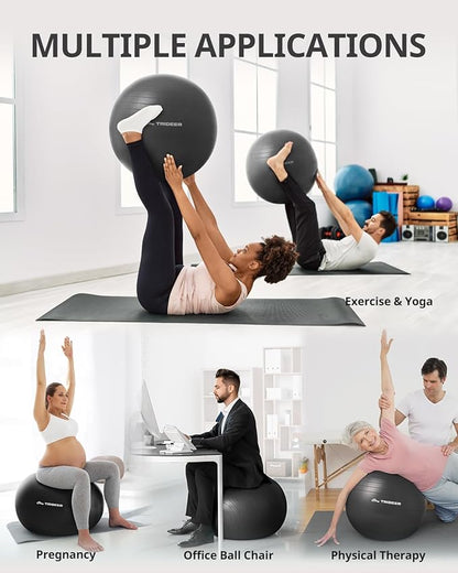 Trideer Exercise Ball for Yoga, Pilates & Fitness – Stability Ball Equipment - Image 2
