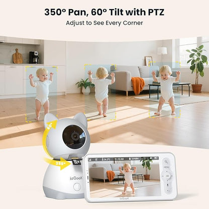 ieGeek Baby Monitor with 2 Cameras, 2-Way Audio, Cry Detection, Temperature - Image 4