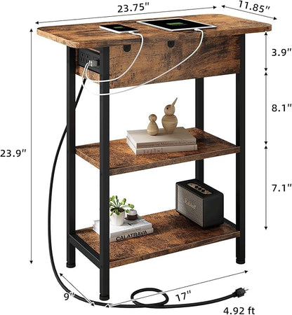 LIDYUK End Table with Charging Station, Flip Top Side Table with USB Ports and - Image 3