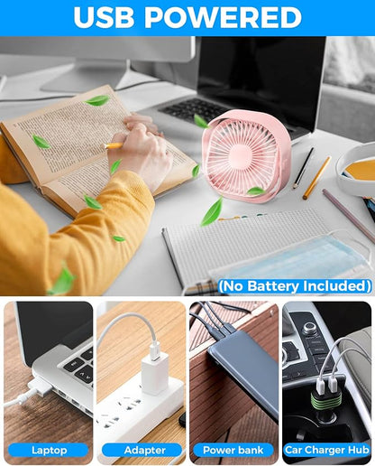 RJVW 4 Inch Small USB Desk Fan, 3-Speed Portable & 360°Rotatable Mini Cooling - Image 5