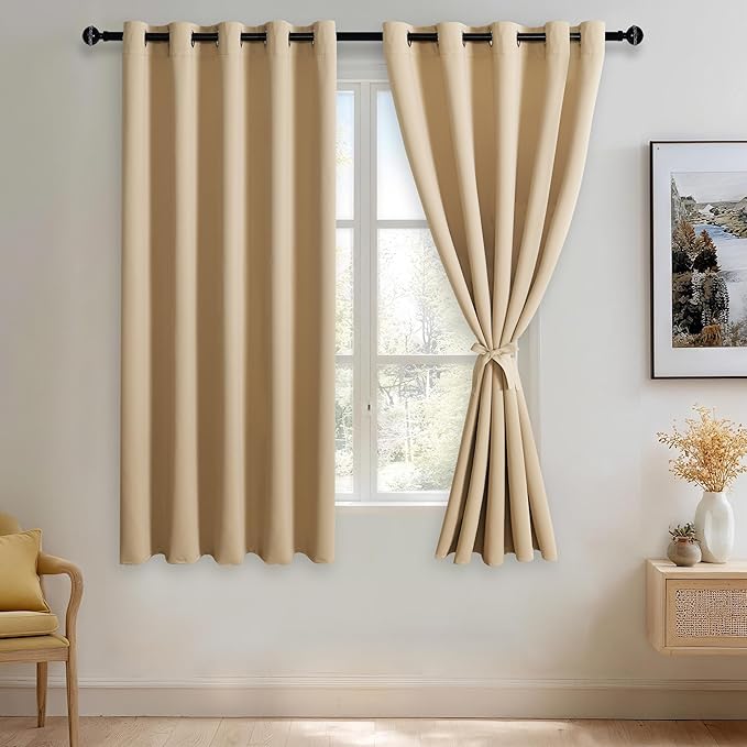 JIUZHEN Beige Blackout Curtains by JIUZHEN