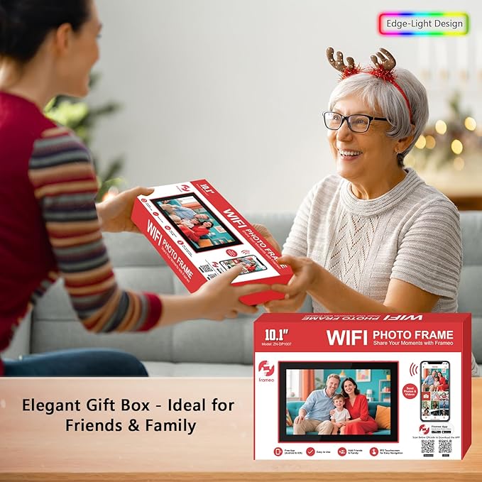 FRAMEO WiFi Digital Picture Frame, Edge-Light Design10.1 inch Photo Frame 32GB - Image 7