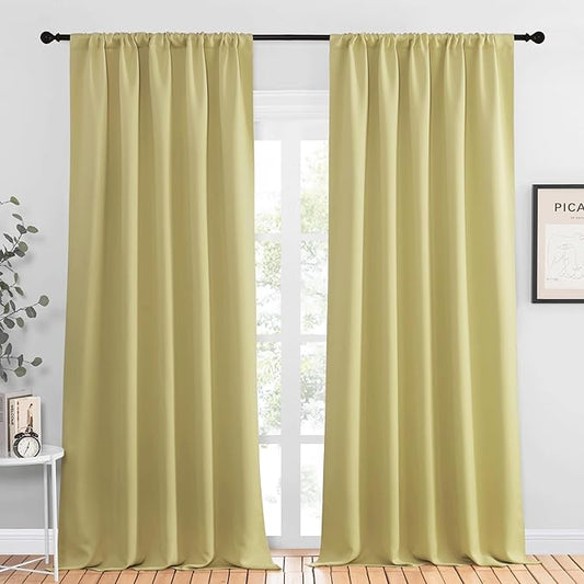 NICETOWN Blackout Curtains for Living Curtains, Paler Yellow, 2 Panels by NICETOWN