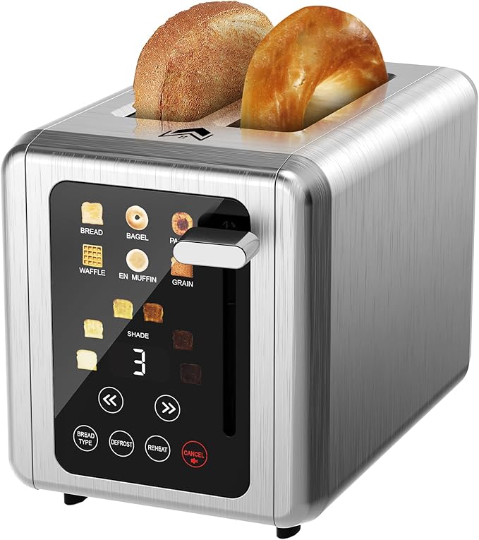 2 Slice Toaster, Touchscreen & Dual Independent Control Panel, 5 Basic by WUNLY