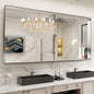 LOAAO 72X40 Inch Brushed Nickel Bathroom Mirror, Rounded Rectangle Silver Metal by LOAAO