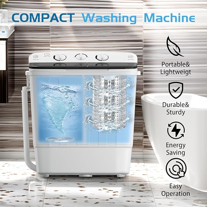Portable Twin Tub 18lbs Washing Machine - Image 4