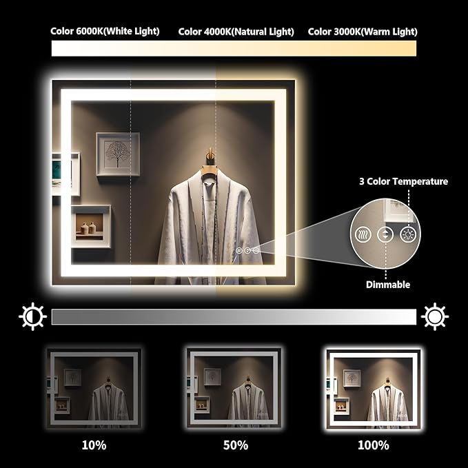 YEELAIT 36x30 Inch LED Bathroom Mirror - Image 4