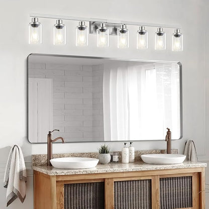 DIKAIDA 52inch Brushed Nickel Vanity Light Fixtures, 8 Light Brushed Nickel - Image 7