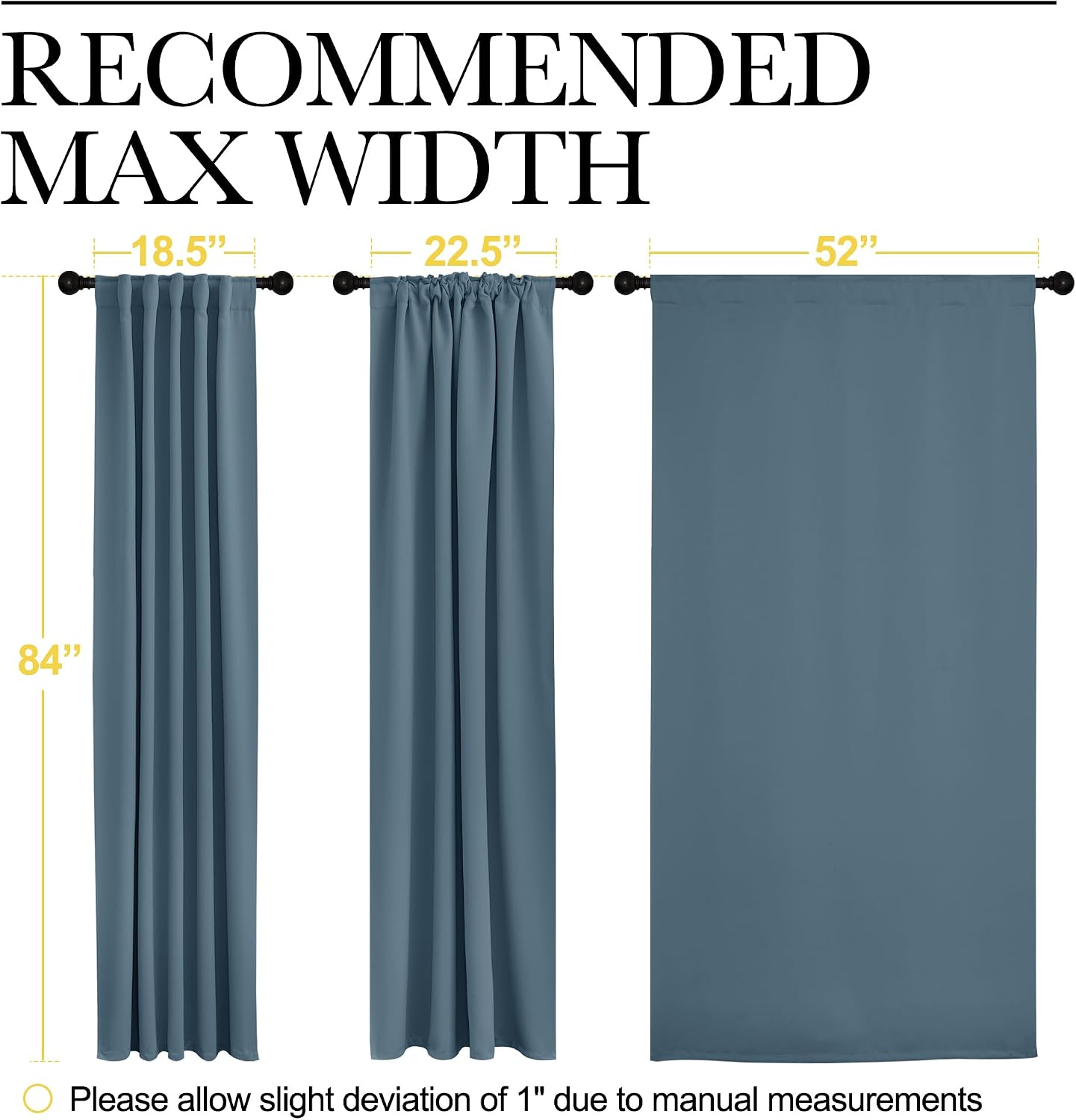 NICETOWN Blackout Curtains Window Drapes - (Smoky Blue Color) 52 inches W by 63 inches L, Set of 2, Blackout Curtain Panels for Boy's Nursery