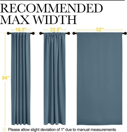 NICETOWN Blackout Curtains Window Drapes - (Smoky Blue Color) 52 inches W by 63 inches L, Set of 2, Blackout Curtain Panels for Boy's Nursery