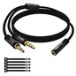 Kxable 1/8 Inch TRS Stereo Y Splitter Cable 1.5FT, 3.5mm Female to 2-Male by Kxable
