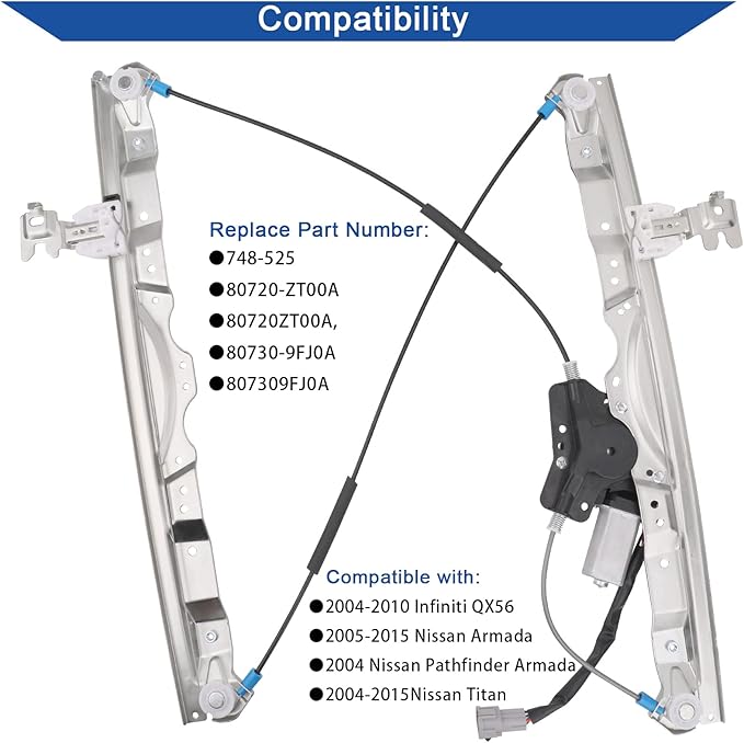 Obaee 748-525 Front Right Passenger Side Power Window Lift Regulator - Image 2