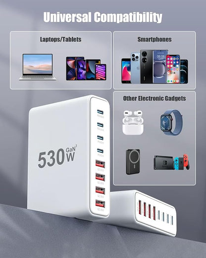 530W USB C Charger Block, 8-Port USB C Charging Station GaN IV Travel - Image 5