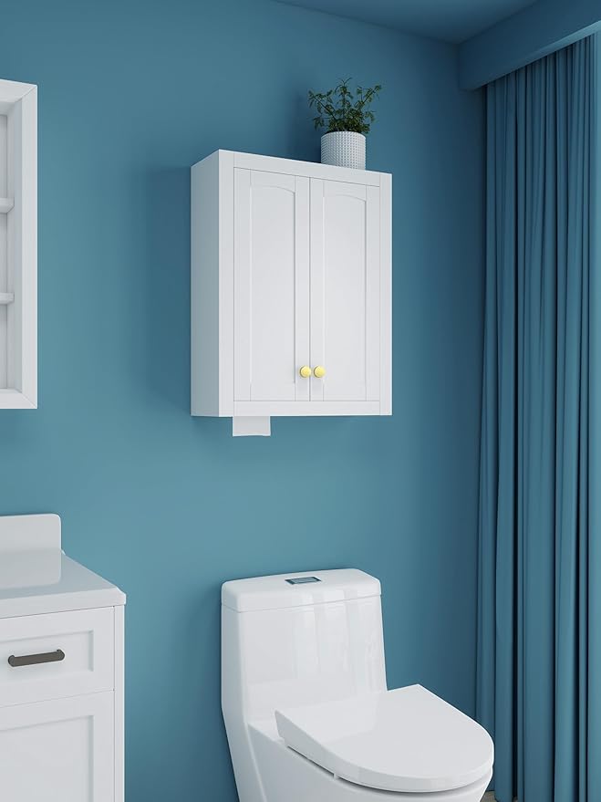 Wall Mount Cabinets Bathroom Wall Cabinet Buffering Hinge, Can Hold Toilet - Image 3