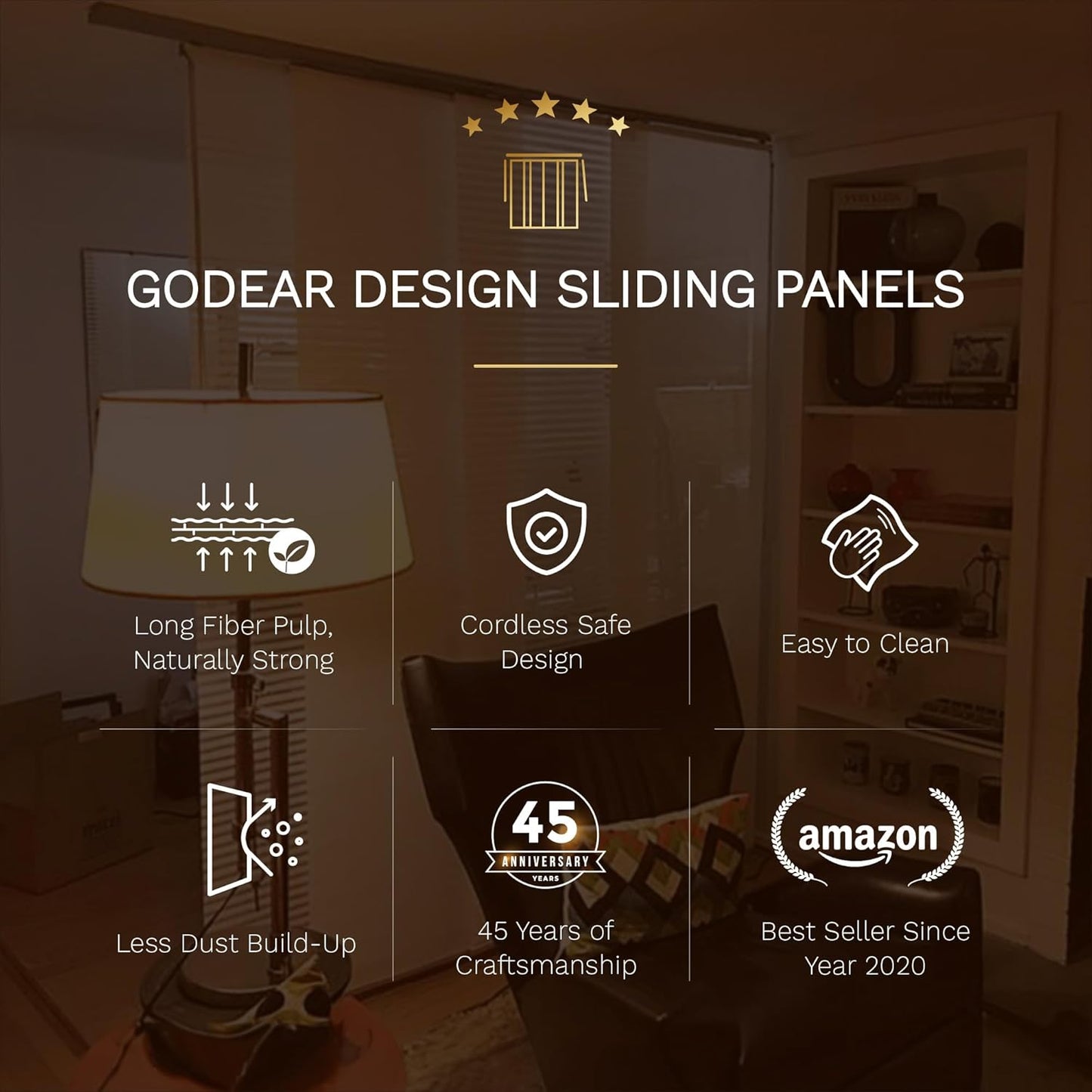 Panel Blinds Semi-Sheer 45.8"-86" x 96", Yucca | Semi-Sheer Panel Track Blinds for Room Dividers, Sliding Glass and Closet Doors with Adjustable Track, Trimmable to 96"