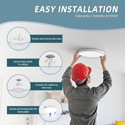 TOPELER 9inch Flush Mount Ceiling Light, Dimmable Ultra-Thin LED Ceiling Light - Image 7
