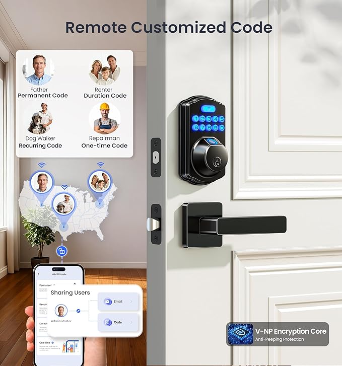 Veise VE012W-L Built-in Wi-Fi Fingerprint Smart Lock - Image 6