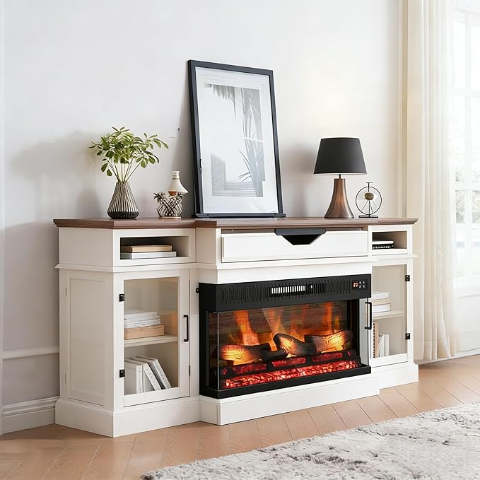 ROVSUN 1400W 3-Sided Glass Electric Fireplace Insert w/Remote Control, CSA by ROVSUN