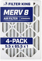 Filter King 5.5x65.5x1 Air Filter | 4-PACK | MERV 8 HVAC Pleated A/C Furnace by FilterKing