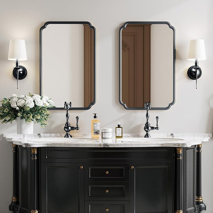 22x34 Inch Black Bathroom Mirror, Metal Framed Wall Mirror - Image 9