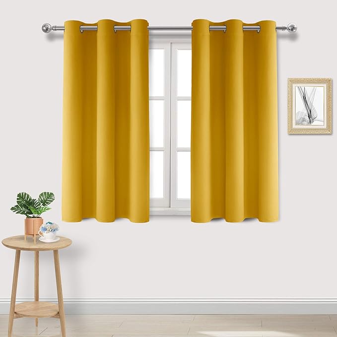 DWCN Yellow Curtains for Living Room, Room Darkening Grommet Thermal Blackout by DWCN
