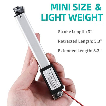 NORJIN 12V 3" Stroke Mini Electric Linear Actuator, Speed 15mm/s, Linear Motion - Image 4