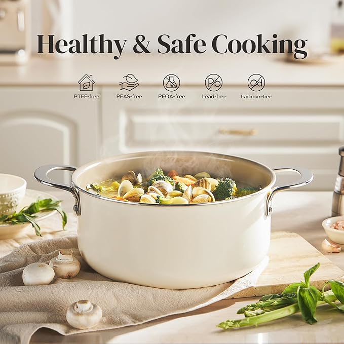 Redchef Ceramic Stock Pot with Lid, Soup Pot - Image 2