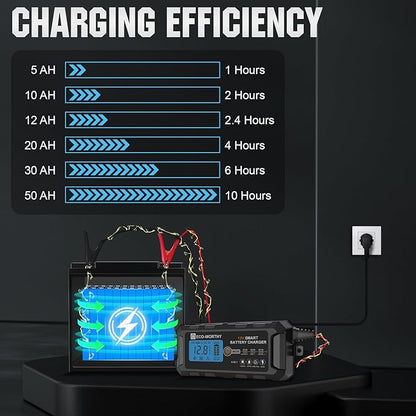 ECO-WORTHY 12V 5A Automatic Smart Battery Charger and Maintainer LCD Display - Image 7
