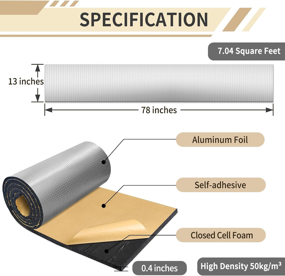 TroyStudio Sound Proof Closed Cell Foam, Self-Adhesive 13'' x 78&quot...