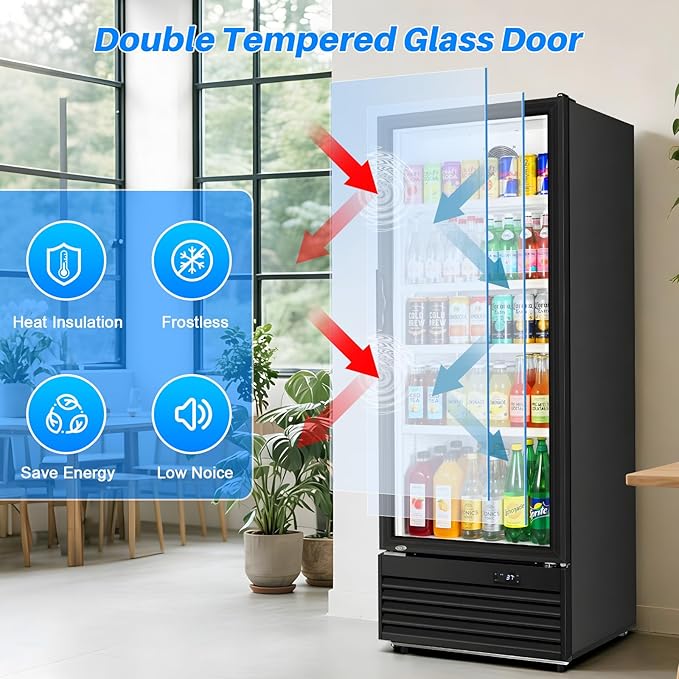 Commercial Beverage Refrigerator, 24.5" Glass Door Display Fridge, 15 Cu.Ft - Image 3